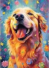 RICUVED Diamond Art Kits for Adults, Dog Diamond Art Kits Full Drill 5D Animal Diamond Art, Golden Retriever Gem Dots Art and Crafts for Gift Home Wall Decor 12x16 Inch/30x40cm