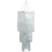 Iridescent Silver Tinsel 3 Tiered Chandelier (Dia size 40cm, 30cm, 20cm)