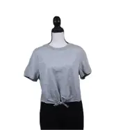 Topshop T Shirt Crop Top-Tie Front Short Sleeve Light Gray Size 8 Free Ship NWT