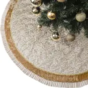 Christmas Tree Skirt for Tree Decorations, 48 Inch Fabric White Gold Small Xmas