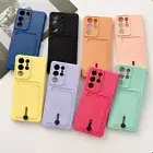 Shockproof Push Card Holder Cover Case For Samsung Galaxy S24 S23 Ultra A52 A72