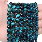 [Siomia] 45pcs 8mm Natural Aquamarine Tiger Eye Gemstone Beads Energy Healing Crystal Round Loose Stone Beads for Jewelry Making, DIY Bracelets Necklaces