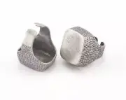Antique Silver Plated Brass Hammered Ring Blank 18.5mm 8US innsize Adjustabl 564
