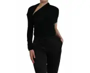 Dolce & Gabbana Black Wool Cutout Asymmetric Long Sleeve Top - IT42|M