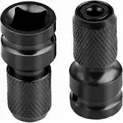 Lertenys Impact Socket Bits, 2-Pack Socket Adapter 1/2" Square to 1/4" Hex, for Impact Ratchet Wrenches and Screwdriver Sockets