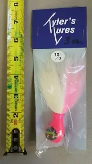 3 OZ. Bucktail Lure Pink Head White and Pink Hair