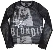 [Rock Off officially licensed products] Blondie Mic Stand Long Sleeve Mesh Crop Top XXL