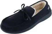Isotoner Men's Memory Foam Microsuede Moccasin Slippers Black, Sz XXL(13-14)