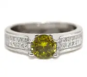 2CT Peridot & White Topaz 925 Solid Genuine Sterling Silver Ring Jewelry Sz 8