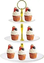 hhdatc 3-Tier Plastic Cupcake Stand Holder with Metal Rod Cup Cake Dessert Tower Tiered Tray Stand for Birthday Parties Baby Showers Party Supplies Decoration