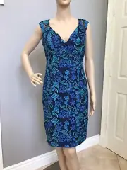 Aidan Mattox EMBROIDERED FLORAL LACE Blue DRESS MD1E200233 size 6 NWT 687$