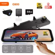 12in Mirror Dash Cam Dual Lens Car DVR Camera Front&Rear Video Recorder 4K+2.5K