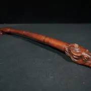 Old Boxwood Carved Bull Head Back Scratcher Itch Hand Massage Gift Collection