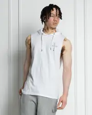 [Lucid] Lucid Men's Monarch Hooded Muscle Tank Top in White Size Medium M White