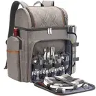 Picnic Backpack for 4 Picnic Basket Set Leakproof Picnic Bag Beach Cooler Bac...