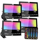 Led Flood Light Outdoor, 50W RGB Color Changing Landscape Lighting with 4 pack