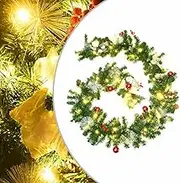 Christmas Garland with LED Lights Green 2.7 m PVC Holiday Decor Home Decoration