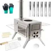 Portable Stainless Steel Tent Stove: Dual Damper for Camping & Outdoor Cookouts