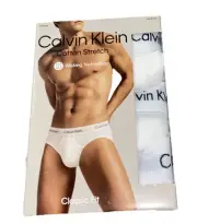 New Calvin Klein Men's Cotton Stretch 3-Pack Hip Briefs. White & Size XXL
