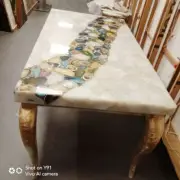Natural White Agate Center Mix Agate Coffee Table Top, Living Room Furniture Top