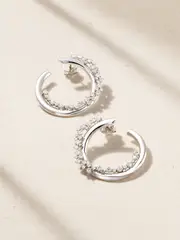 [Ananya] Ananya - Scatter 18-karat White Gold Diamond Hoop Earrings - Silver - One size One size Silver