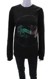 One Teaspoon Womens Long Sleeve Deeper Soundscape Tee Shirt Black Size Small