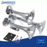 12v CHROME Triple Trumpet Electric Air Horn 152db HUGE LOUD Sound TRAIN (for: Ford)