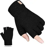 [SUTIYO] Fingerless Gloves Men Women Cashmere Knitted Gloves Warm Without Fingers Fingerless Gloves Winter Gloves Work Driving Cycling Sports