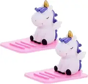 2pcs Unicorn Phone Stand Colorful Plastic Phone Holder for Office Home Creative Animal Design Lightweight Durable Eye Protection Fun Whimsical Decor Purple