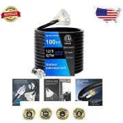 Heavy-Duty 100 FT Outdoor Extension Cord with 3 Outlets – Waterproof & Flexible