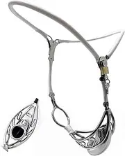 HCUDFN Metal Chastity Belt for Men, Adjustable Waist Chastity Cage Breathable Penis Cage Bondage Chastity Device for Men Couples(White,130cm-140cm)