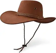 [UltraKey] Cowboy Hat, Sun Hat Faux Felt Leather Suede Travel Cap Western Hat Outdoor Sun Protect