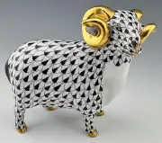 MINT HEREND English Sheep / Ram Black Fishnet Figurine ($540 Retail)