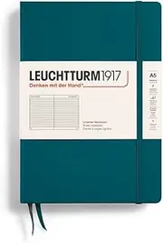 LEUCHTTURM1917 - Notebook Hardcover Medium A5-251 Numbered Pages for Writing and Journaling (Pacific Green, Ruled)