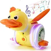 Baby Musical Duck Toys, Dancing Duck Walking Duck Baby Toy for 18 Months+, Light Up Tummy Time Toys Crawling Toys Learning Toys for Toddler 2 3 4 5 6 7 8 Years Old(Yellow)