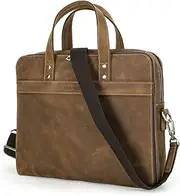 Contacts Laptop Bag Leather Messenger Bag for Men Vintage Computer Briefcases Travel Satchel Shoulder Handbag Bag