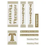 Thruster - Vanishing point GOLD T on CLEAR decal set - old school bmx