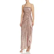 Aidan Mattox strapless sequin orchid pink long dress gown size 0