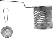BESTOYARD Kitchen Colander Portable Noodle Strainer Stainless Steel Pasta Basket Reusable Pasta Baskets Easy to Use Heatproof Non-Magnetic Open Close Design