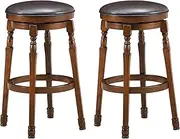 [Giantex] Swivel Bar Stools, Kitchen Counter Height Bar Stool w/ 360° Swivel Cushioned Seat, Soft PU Leather, Natural Rubber Wood, Retro Design, Comfortable Footrest, for Home Pub Cafe (74 cm (H))