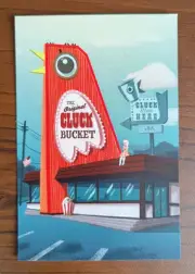 GLEN BROGAN Original Cluck Bucket Ludington Handbill Art Print Postcard Poster