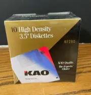 1 KAO MF2HD 3.5" Blank Diskettes 10-pack MF2HD -- Factory Sealed 1994