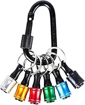 Yakamoz Hex Shank Keychain, 6 Pieces 1/4 Inch extension Bar Screwdriver Bits, Holder Socket Adapter Drill Bit, Quick Release Keychain Easy Change for Electric Screwdrivers and Drill Bits