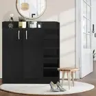 Artiss 2 Doors Shoe Cabinet Storage Cupboard Organizer with 5 Side Shelves Black