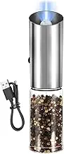 Ysyaxsyt Pepper Mill Electric Salt Pepper Grinder USB Rechargeable One-Handed Operation Adjustable Salt Peppercorn Shakers
