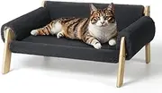 FAMIDGE Cat Couch, Pet Sofa for Indoor Cats, Elevated Cat Beds with Removable Mattress Cover, Hammock for Kitty & Small Puppy (Light Grey)
