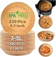 Katbite 230PCS 6.5 Inch Air Fryer Liners for 3-5 L, Non-Stick Air Fryer Parchment Paper Liners, Oil-Proof Water-Proof Round Air Fryer Liners, Air Fryer Paper Liners for Ninja, Tower, Cosori, Gourmia