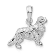 Sterling Silver De-Ani Rhodium-Plated 3D Cavalier King Charles Spaniel Pendant