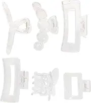LIFKOME 6Pcs Large Transparent Hair Claw Clips for Women Strong Hold Clips for Thick Thin Hair Versatile Ponytail Holders for Stylish Hairstyles