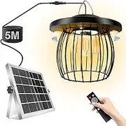 Solar Pendant Light Outdoor, Motion Sensor Hanging Lantern, Remote Control Shed Light, Chandelier Lighting Fixtures, 4400mAh Rechargeable Panel IP65 Waterproof for Yard, Patio, Porch, Garden, Gazebo